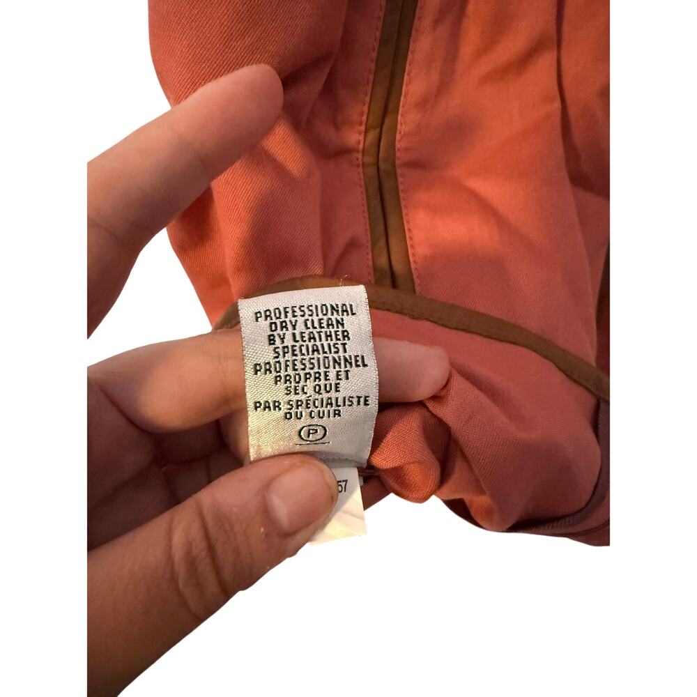 NWOT TIBI CORAL COTTON BLEND LEATHER TRIM BUTTON UP JACKET - Picture 9 of 12